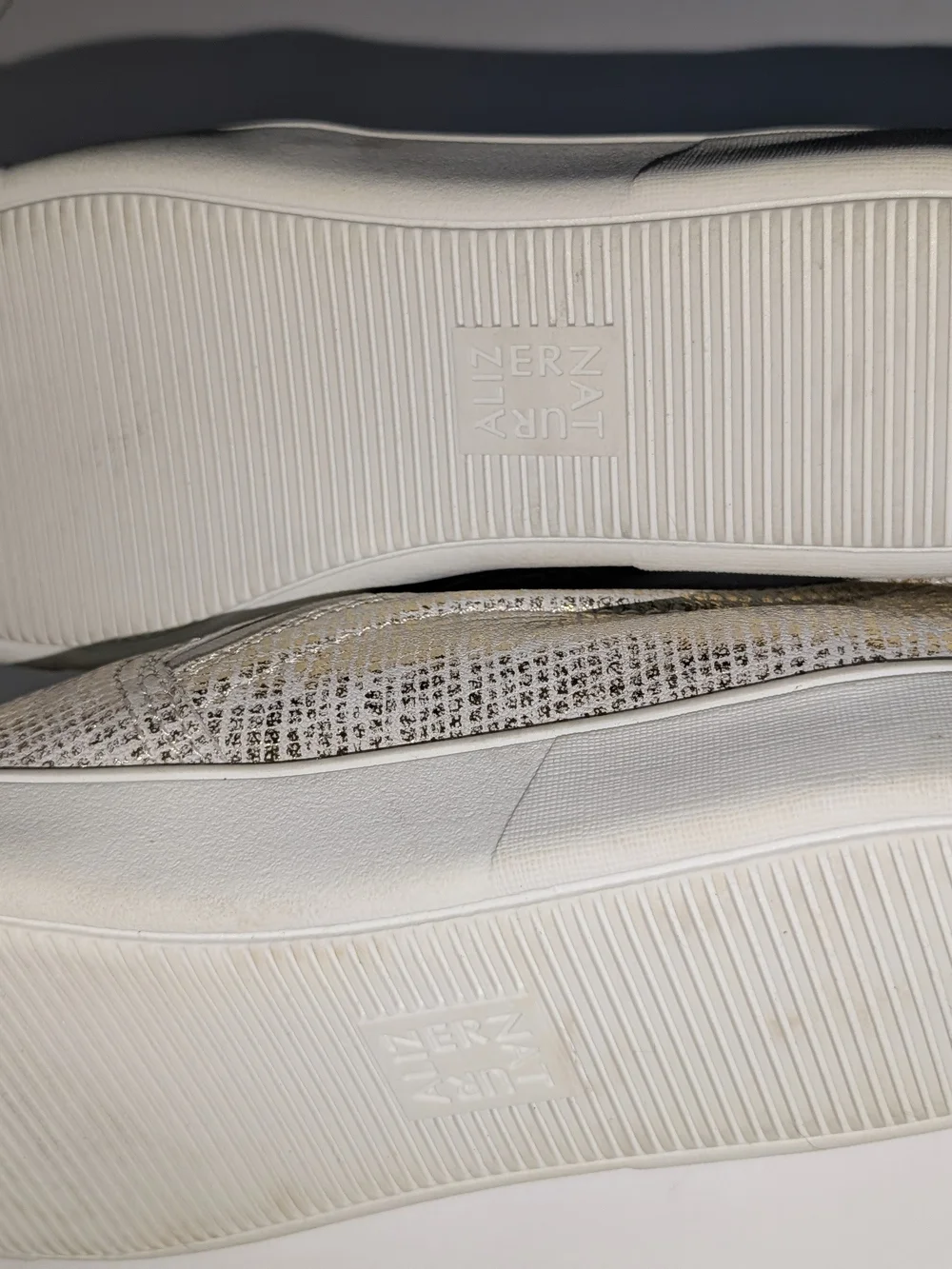 Metallic Textured Slip-On Sneakers - Neutral Metallic